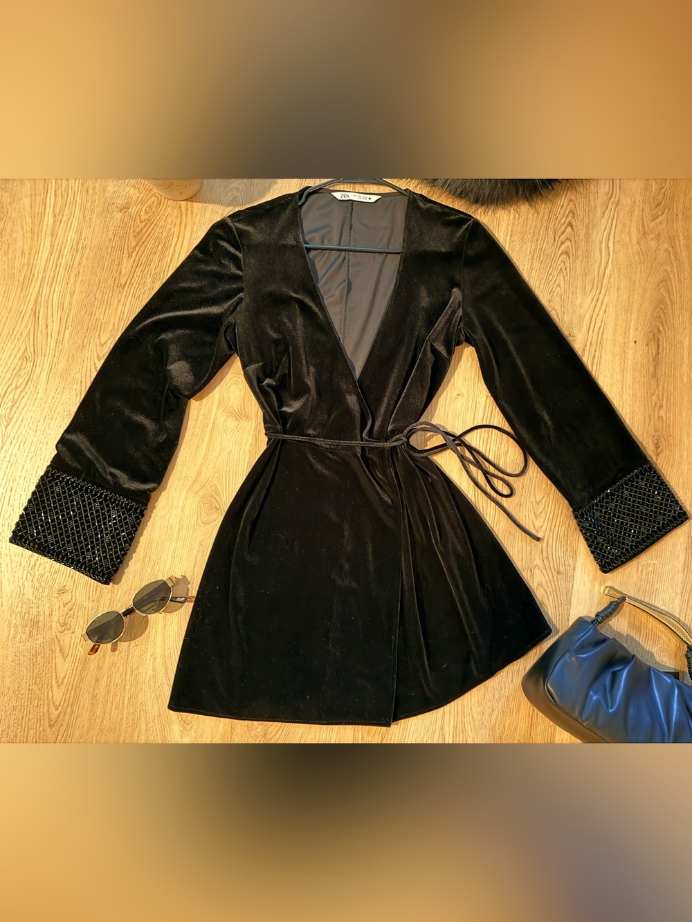 FINAL SALE🚨 - Zara Black Velvet Mini Dress